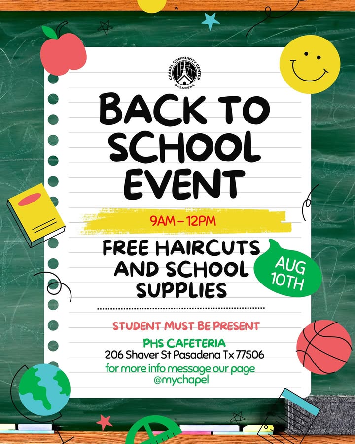 Pasadena High students get your hair clipped and school supplies in the cafeteria August 10th.
