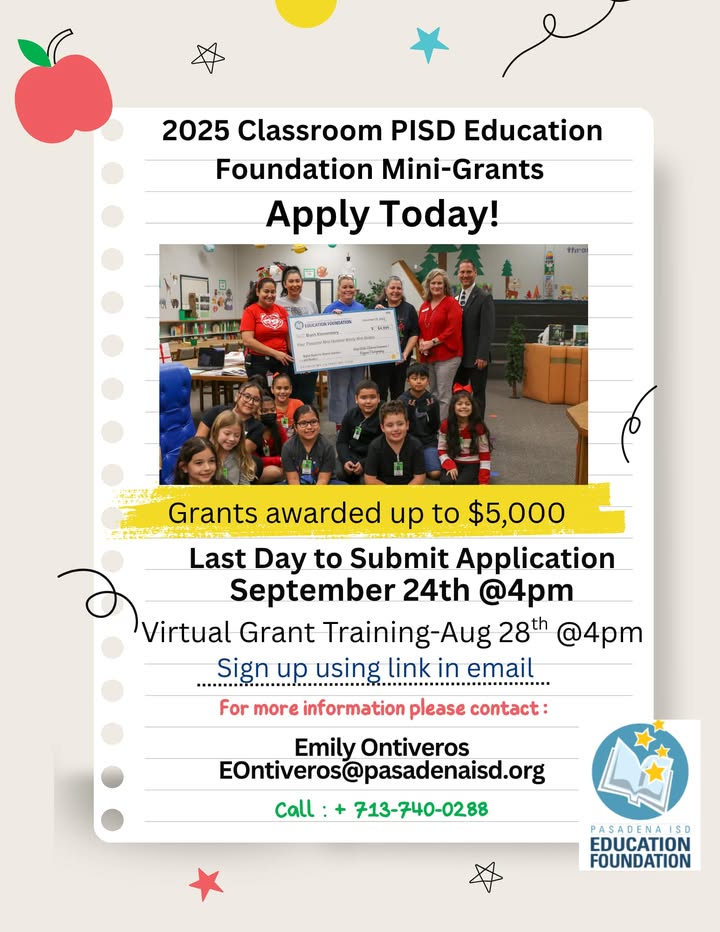 Apply for PISD Education Foundation Classroom Mini Grants now and bring your innovative ideas to life in the classroom. Apply for PISD Education Foundation Classroom Mini Grants now and bring your innovative ideas to life in the classroom.