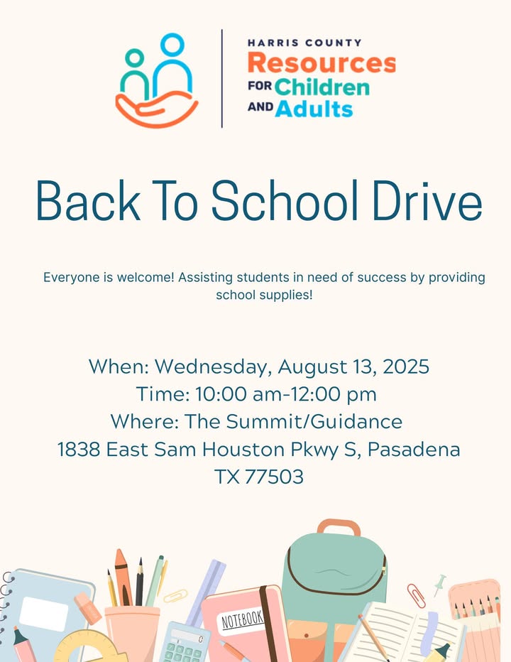 Everyone is welcome this Wednesday to a back to school drive assisting students in need of success by providing school supplies.