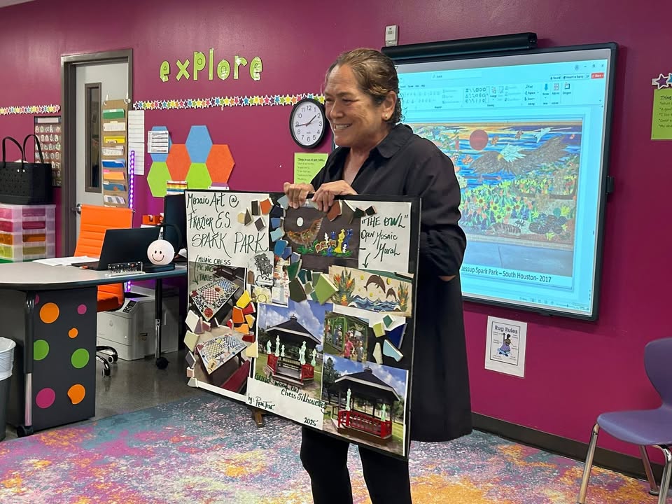 At Frazier Elementary, young artists made colorful mosaic tiles, ready to brighten Spark Park for all to enjoy.