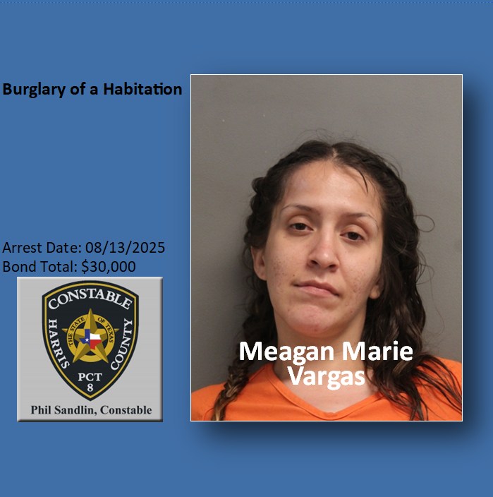 Precinct 8 Deputies found a thief who turned someone else’s bathroom into their own and ended up in the slammer for Burglary of a Habitation.