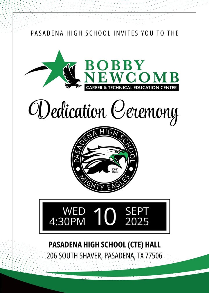 Mark your calendars for a momentous celebration as Pasadena High unveils the Bobby Newcomb CTE Center. Mark your calendars for a momentous celebration as Pasadena High unveils the Bobby Newcomb CTE Center.