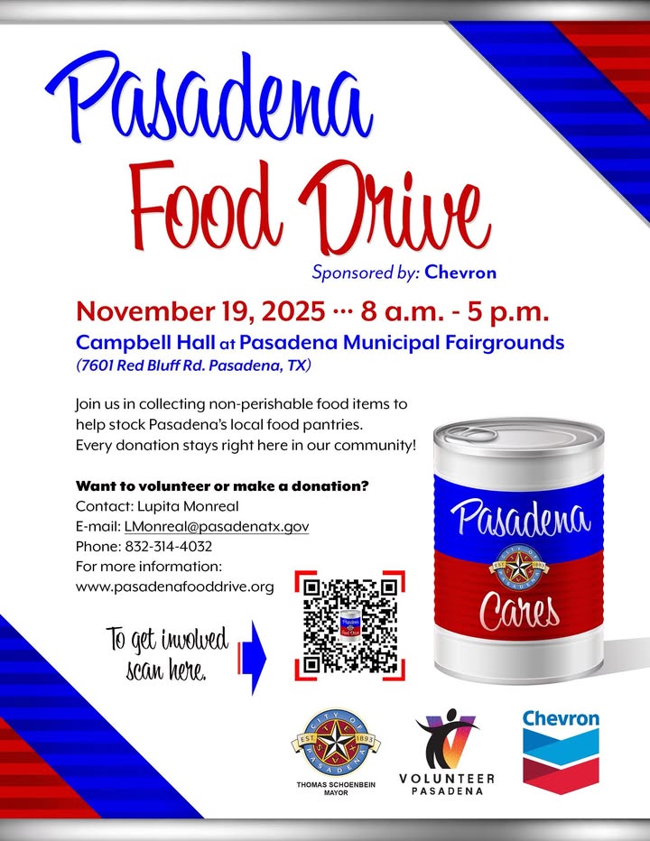 Get ready to make a difference on November 19th as the Pasadena Food Drive invites everyone to contribute, volunteer, and spread kindness.