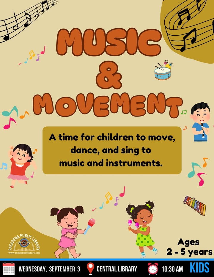 Let you child discover the joy of rhythm and explore music with instruments at Central Library’s Music and Movement class. Let you child discover the joy of rhythm and explore music with instruments at Central Library’s Music and Movement class.