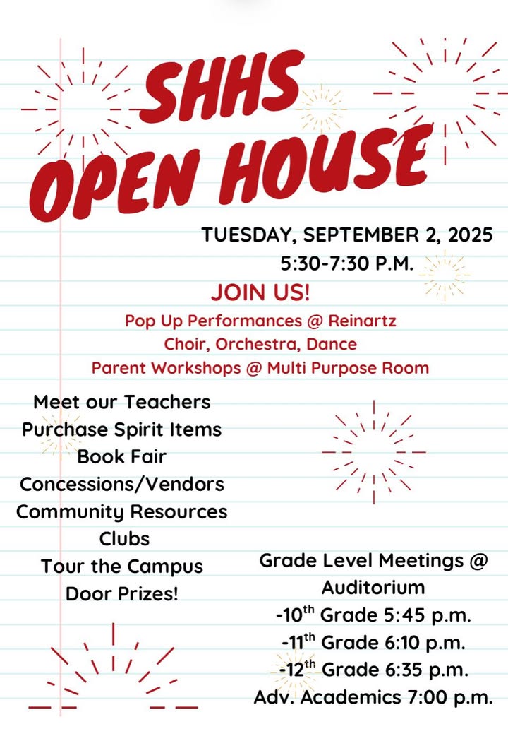 South Houston High families Open House is September 2nd.