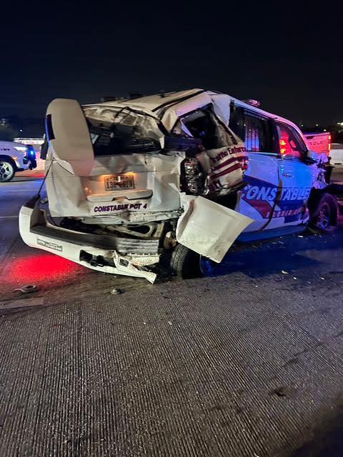 Precinct 2 thoughts for the two Precinct 4 Deputies who were injured when a suspected impaired driver collided with their patrol vehicles. Precinct 2 thoughts for the two Precinct 4 Deputies who were injured when a suspected impaired driver collided with their patrol vehicles.