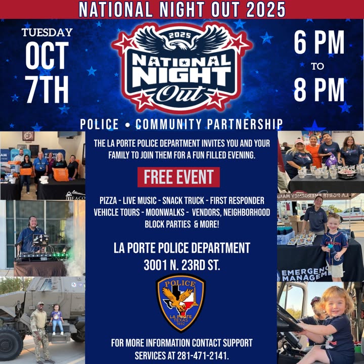Vendors wanted for La Porte’s biggest community celebration of the year. Sign up for National Night Out 2025 for a night of family fun.