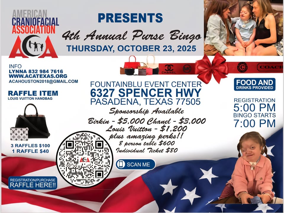 This October join an evening filled with laughter and prizes at the American Craniofacial Association’s 4th annual Purse Bingo. This October join an evening filled with laughter and prizes at the American Craniofacial Association’s 4th annual Purse Bingo.