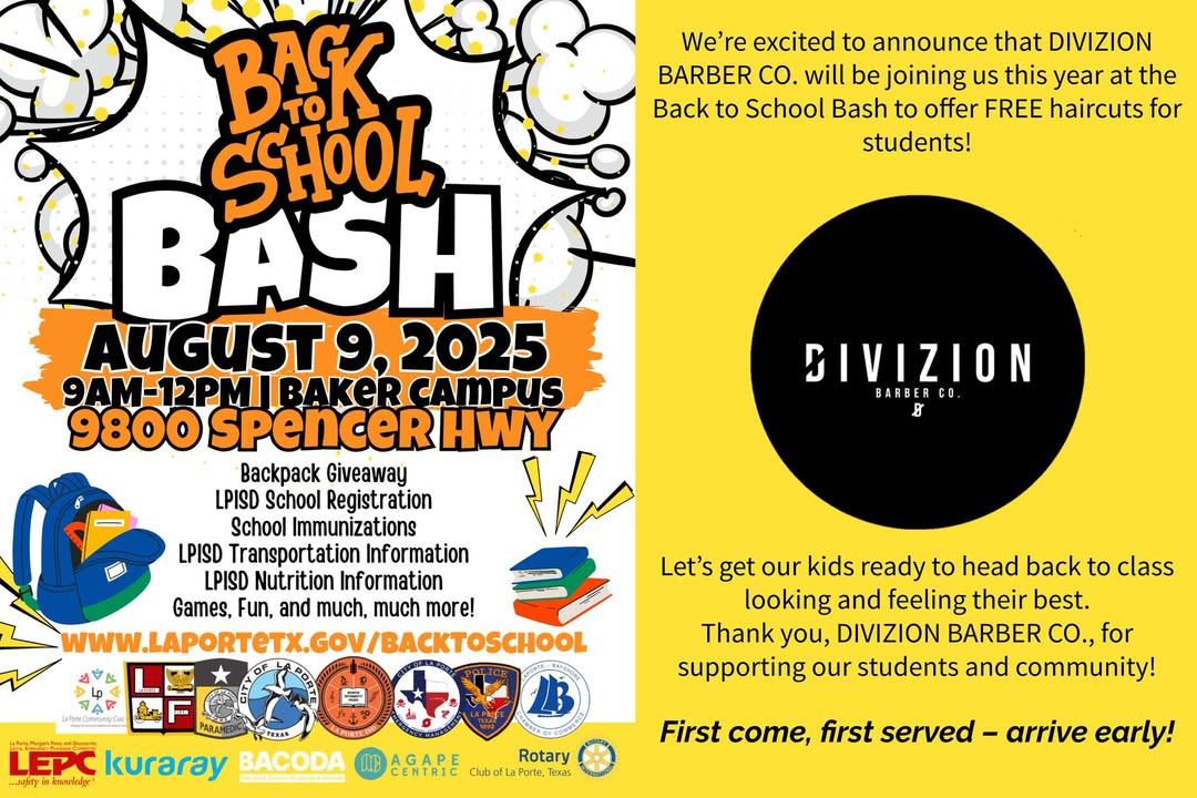 La Porte parents, get in on some Back to School Bash filled with free backpacks, haircuts, and games next Saturday.