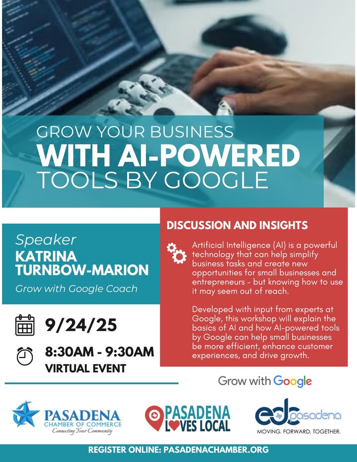 Power your business up with ai September 24th for a webinar that unleashes the magic of Google to elevate your business. Power your business up with ai September 24th for a webinar that unleashes the magic of Google to elevate your business.