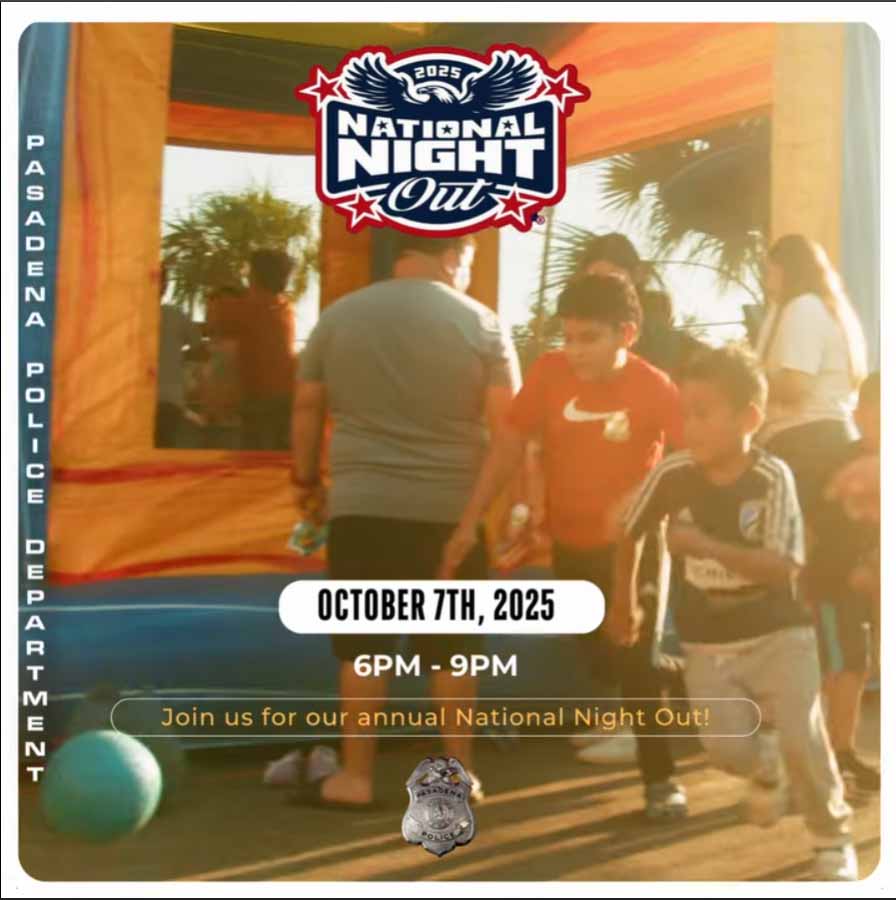 Video: The Pasadena Police Department invites citizens to mingle with local officers at National Night Out, promoting safer, friendlier neighborhoods together.