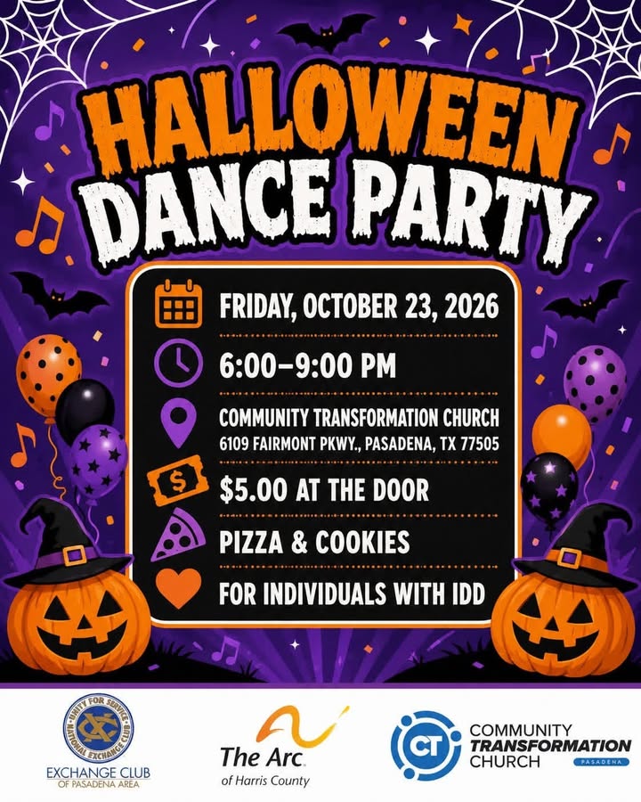 Pasadena’s Community Transformation Church to welcome IDD individuals for Halloween festivities. Pasadena’s Community Transformation Church to welcome IDD individuals for Halloween festivities.