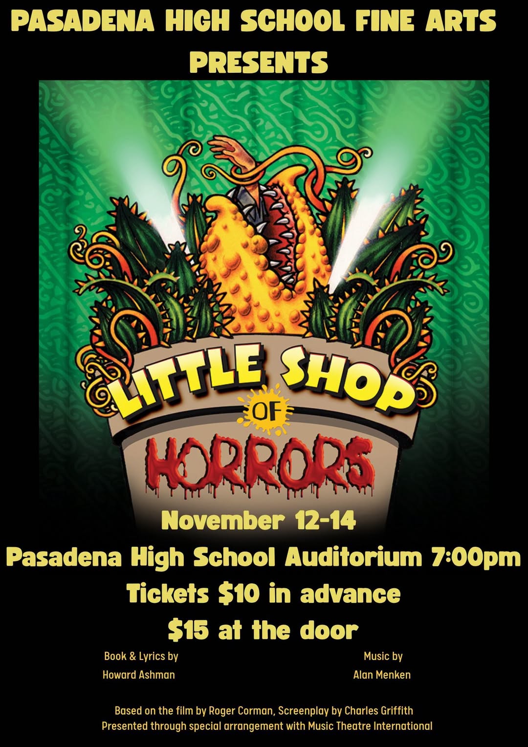 Pasadena High Fine Arts will let a hungry houseplant headline its November musical. Pasadena High Fine Arts will let a hungry houseplant headline its November musical.